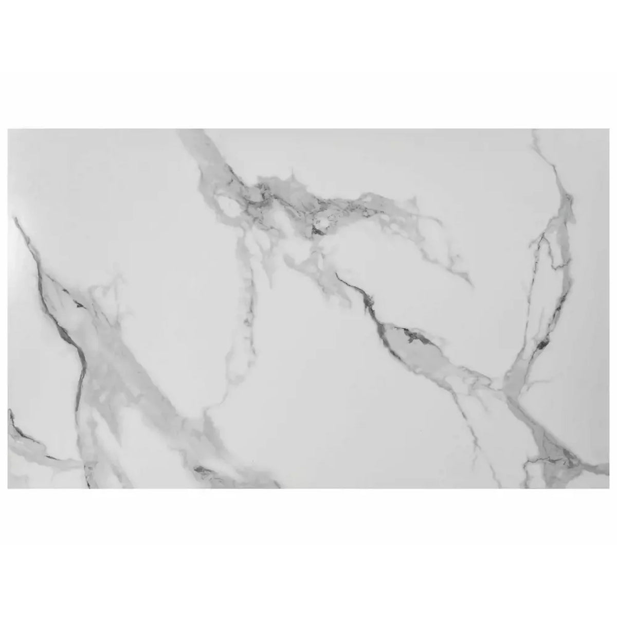 Masa PRINCE, alb cu efect de marmura/crom, ceramica/metal, 180x90x75 cm