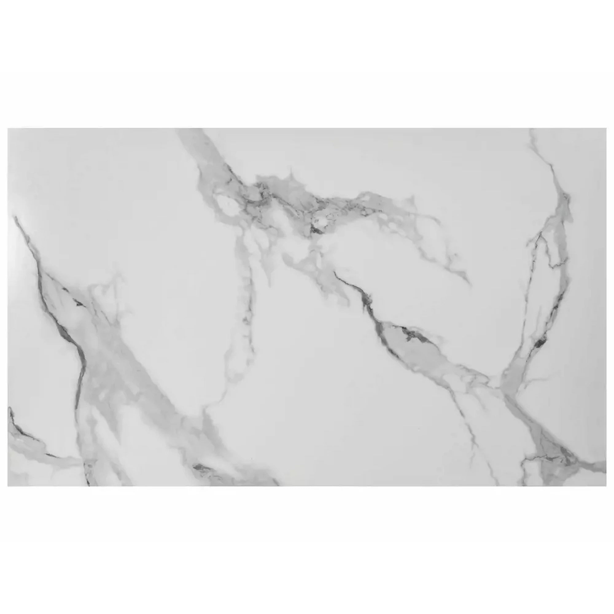 Masa PRINCE, alb cu efect de marmura/crom, ceramica/metal, 180x90x75 cm