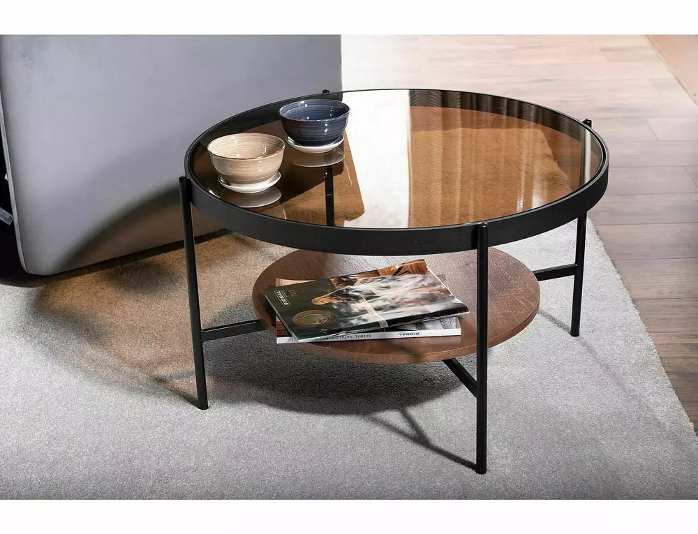 Masuta cafea PRIMA B, nuc/negru, 74x43 cm