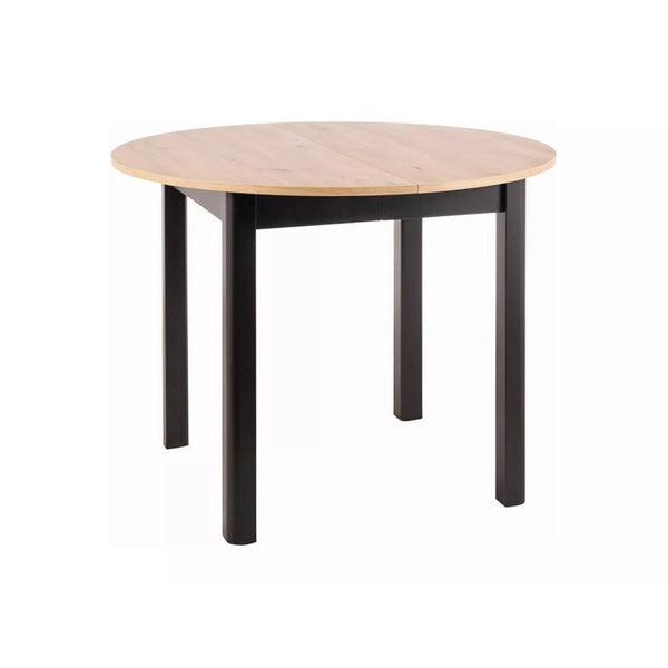 Masa extensibila DANTE, stejar artisan/negru mat, PAL laminat, 102/142x102x75 cm