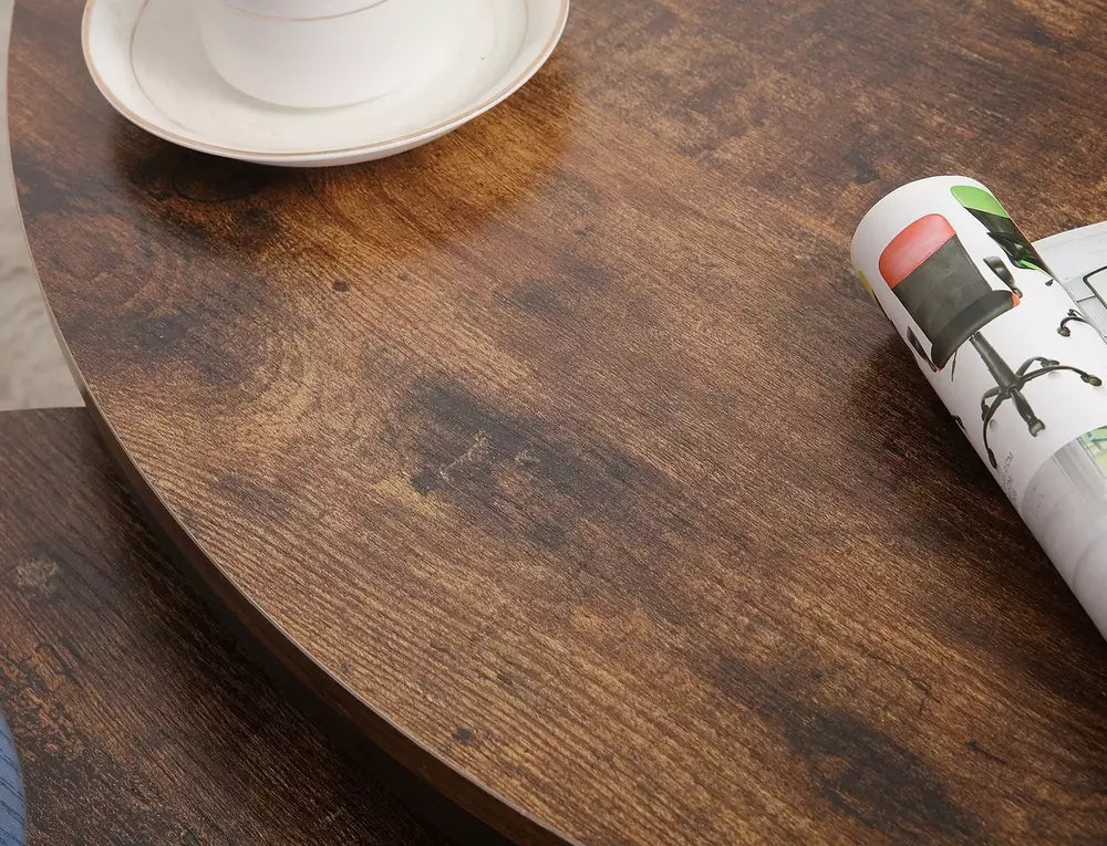 Masuta cafea ELLA A, maro rustic/negru mat, PAL/metal, 80x45 cm