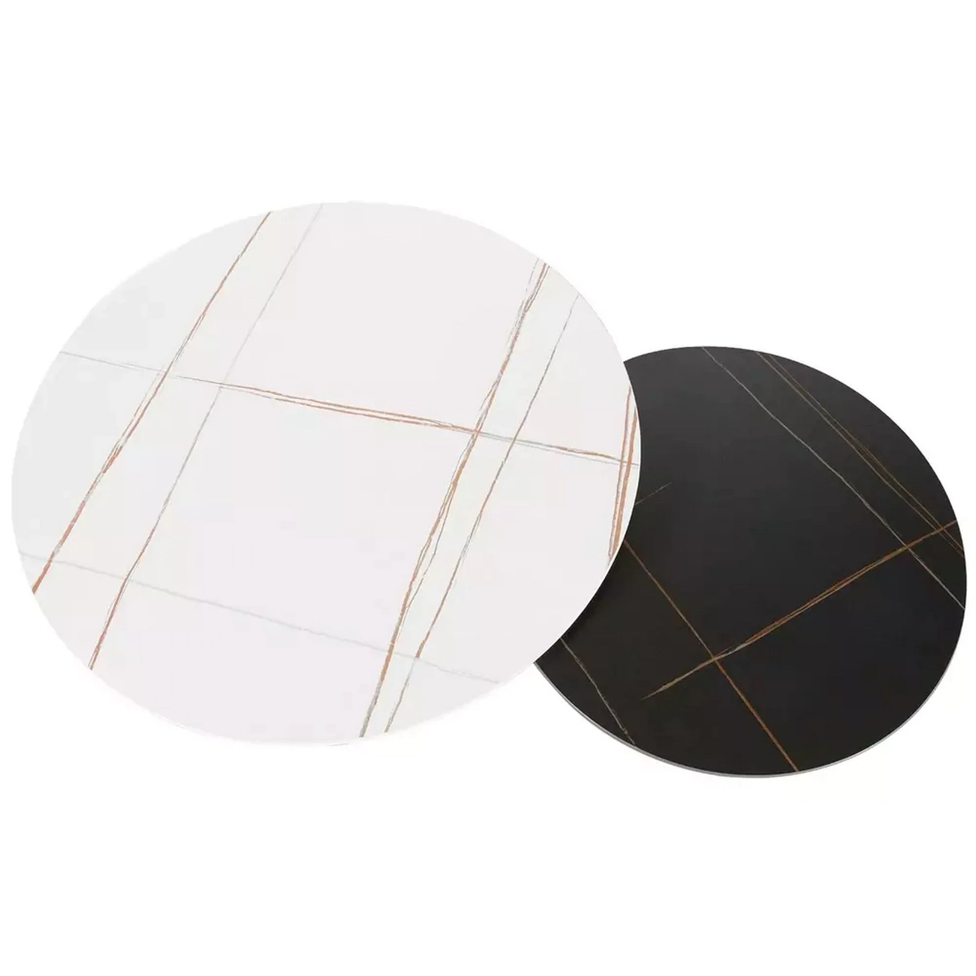 Set 2 masute cafea FERRANTE B, alb/negru, ceramica/metal