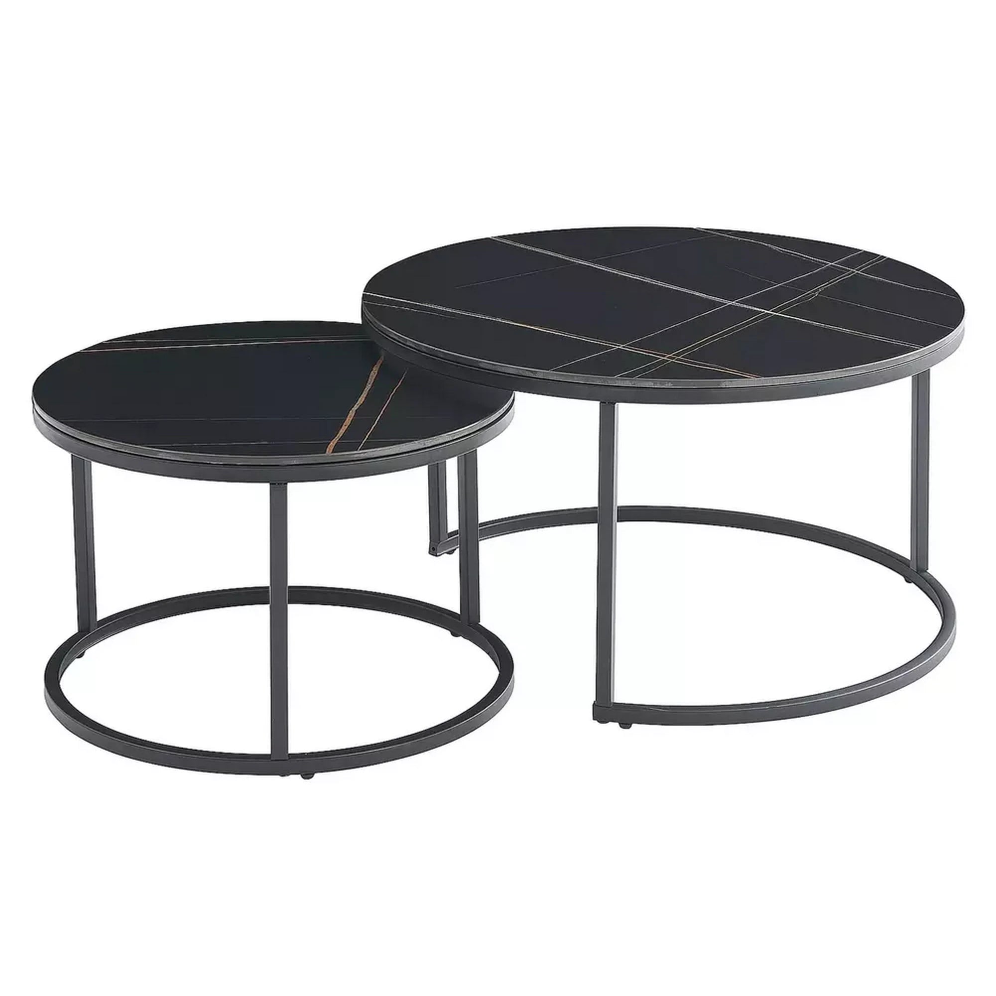 Set 2 masute cafea FERRANTE D, negru, ceramica/metal