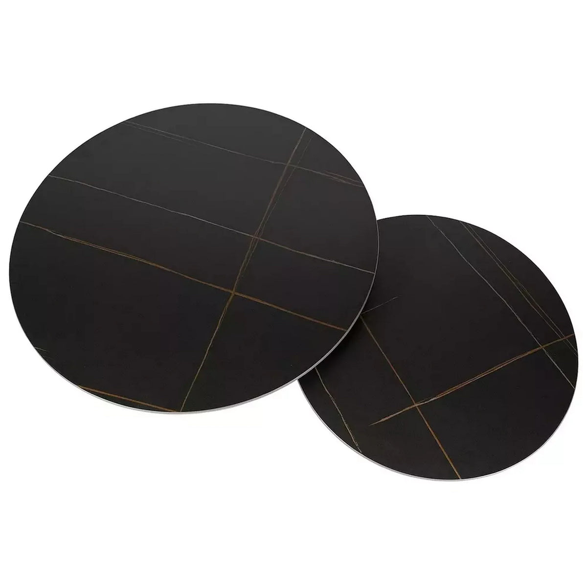 Set 2 masute cafea FERRANTE D, negru, ceramica/metal