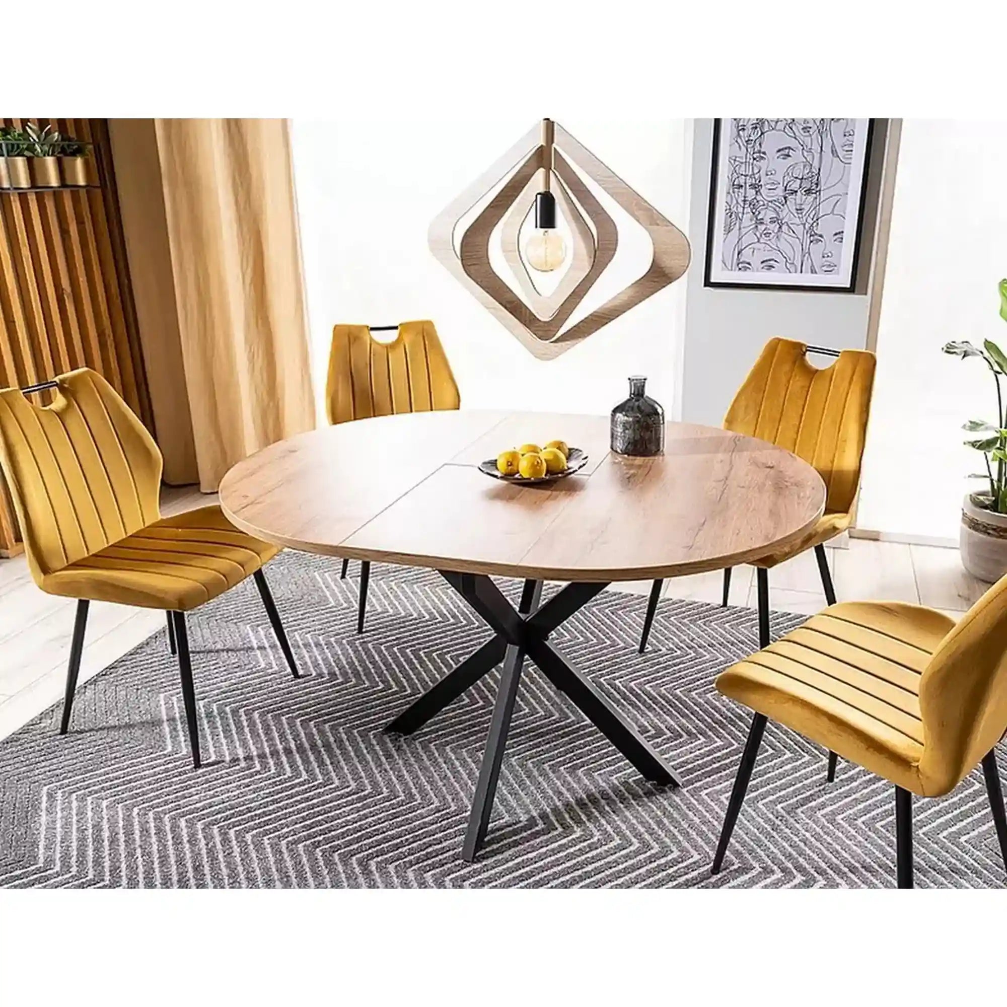 Masa extensibila pentru sufragerie GASTON, stejar/negru, 100/135x100x75 cm