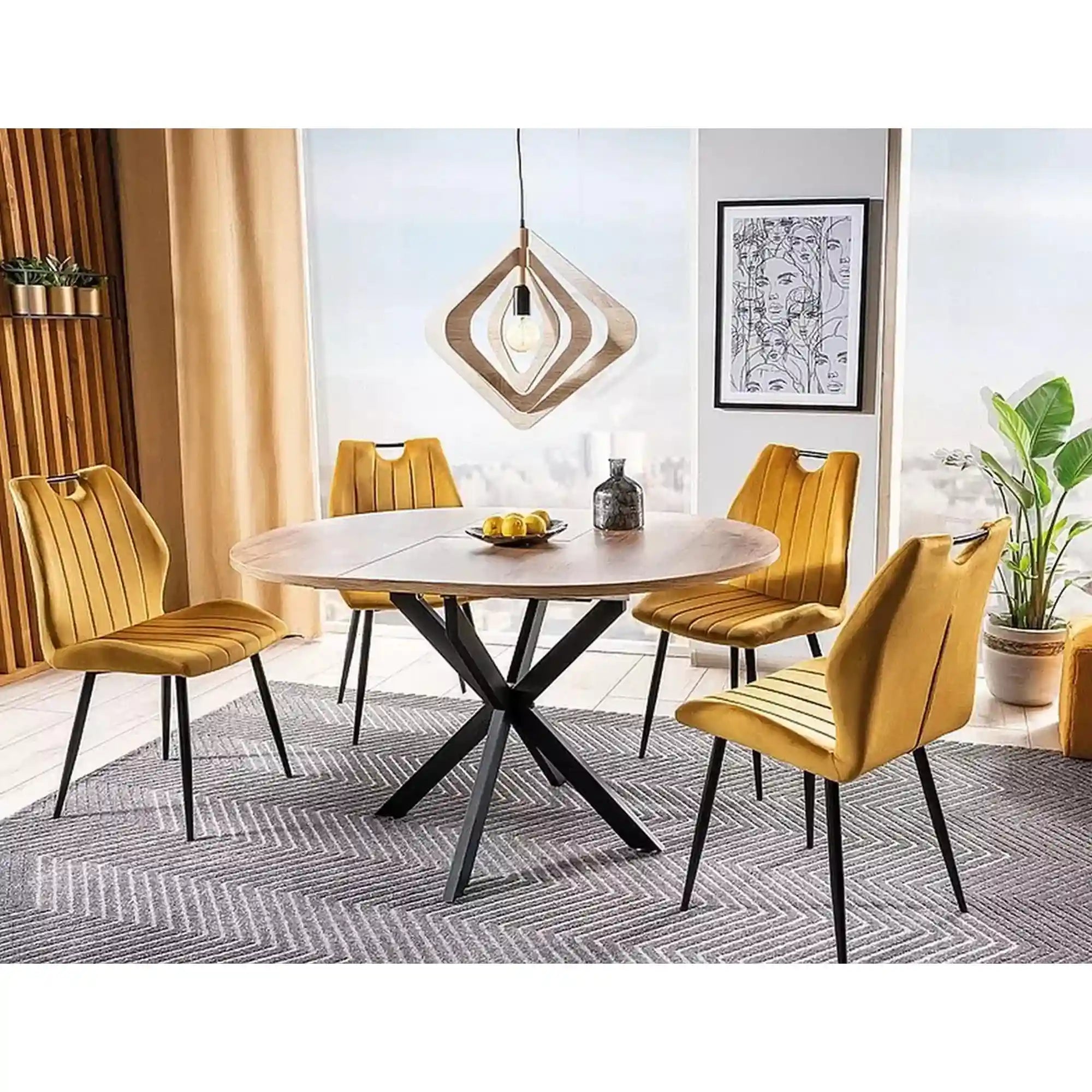 Masa extensibila pentru sufragerie GASTON, stejar/negru, 100/135x100x75 cm