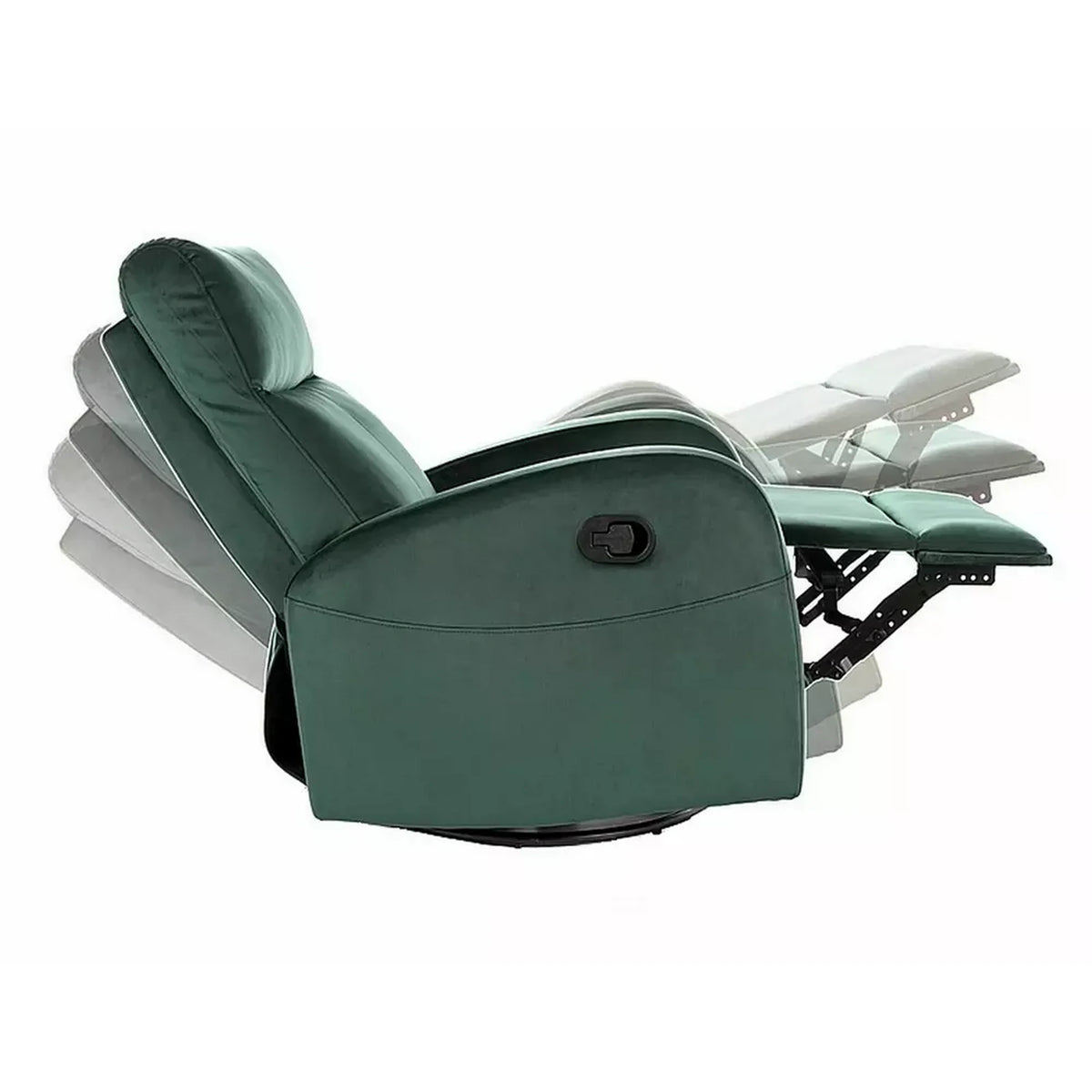 Fotoliu recliner OLIMP, verde inchis/negru, stofa catifelata/metal, 72x80-160x101 cm