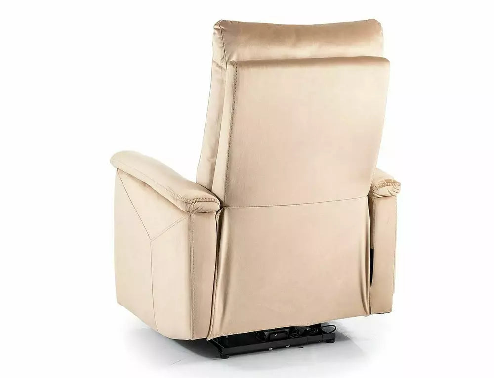 Fotoliu recliner NEPTUN M, bej/negru, stofa catifelata/metal, 76x94/160x96 cm