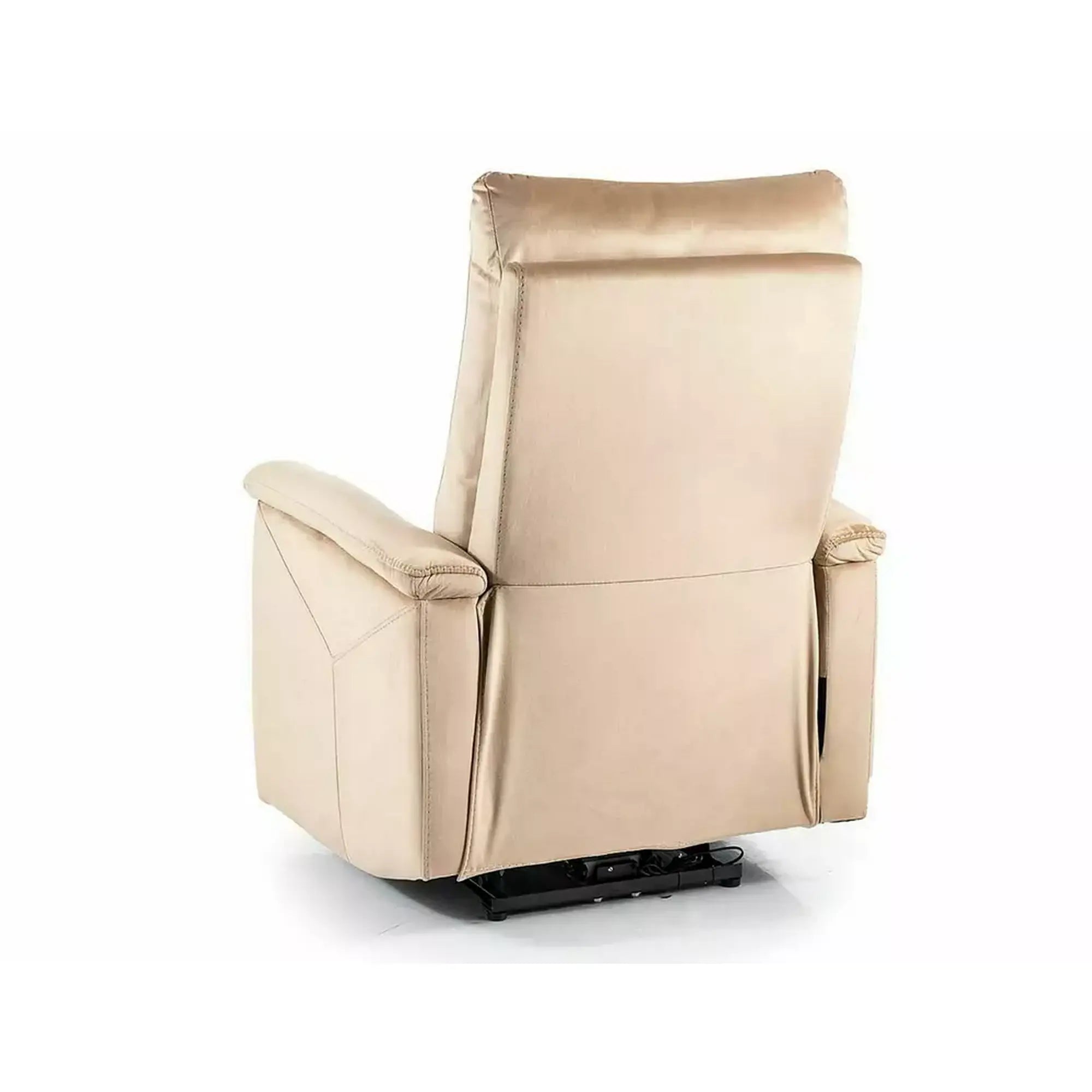 Fotoliu recliner NEPTUN M, bej, stofa catifelata/metal, functie de masaj, 76x94/160x96 cm
