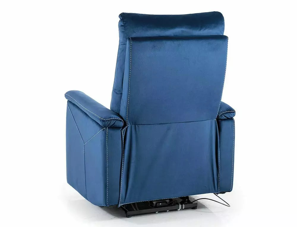 Fotoliu recliner cu functie de masaj NEPTUN M, stofa catifelata albastru - Bluvel 86, 76x94/159x96 cm
