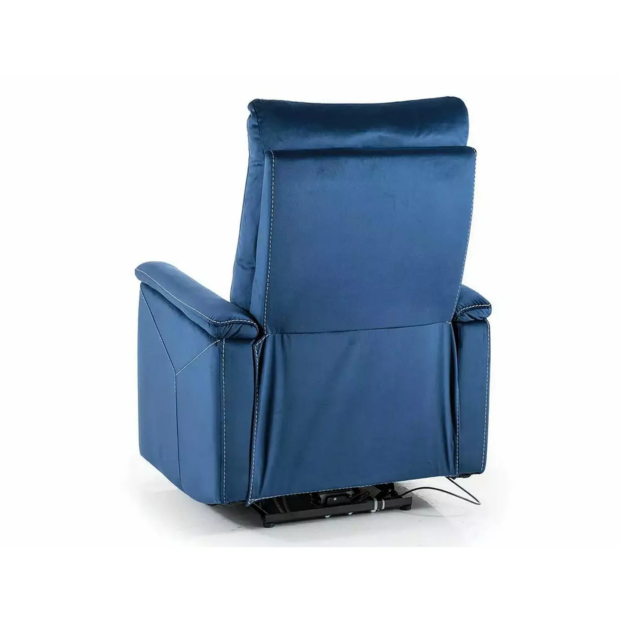 Fotoliu recliner cu functie de masaj NEPTUN M, stofa catifelata albastru - Bluvel 86, 76x94/160x96 cm