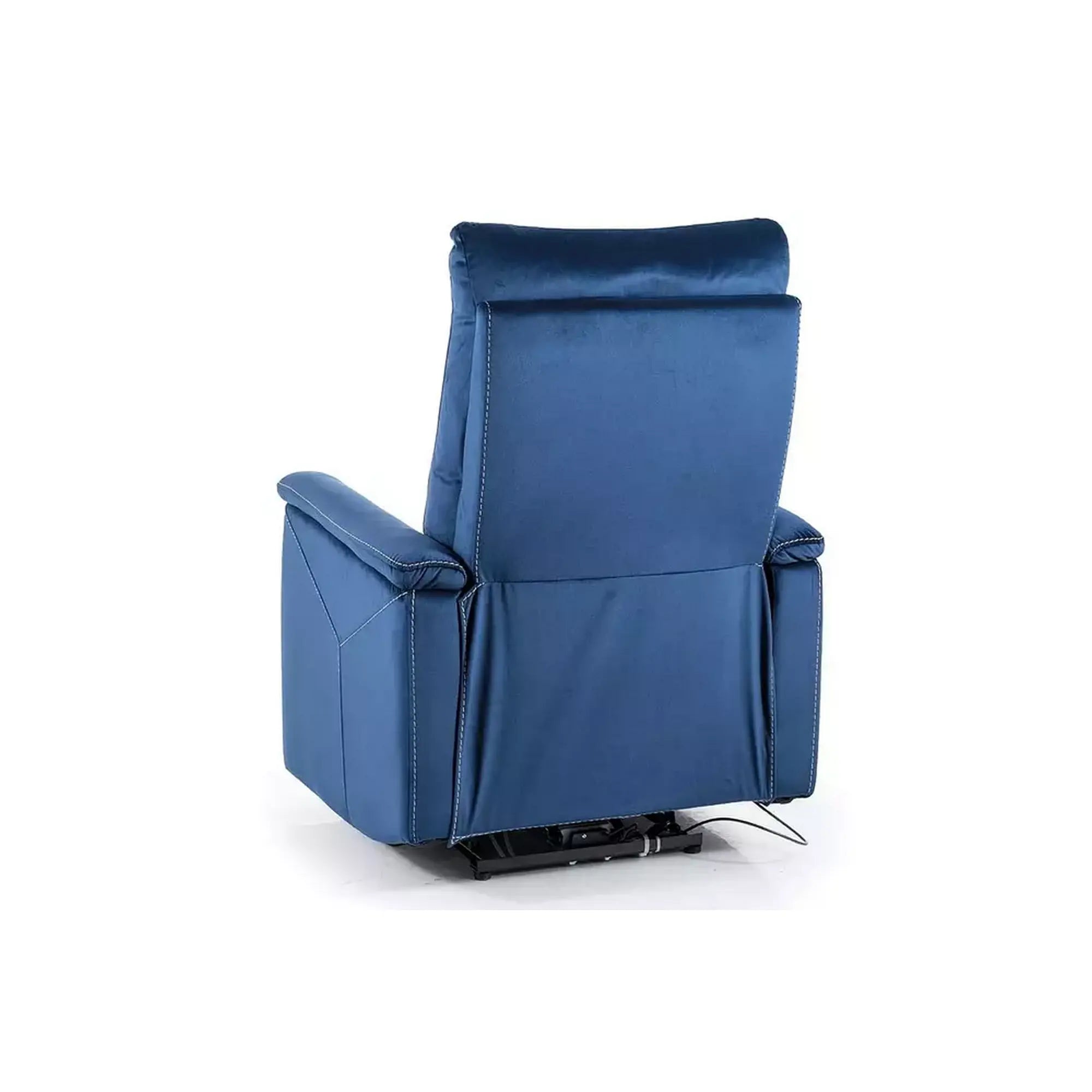 Fotoliu recliner NEPTUN, albastru inchis/negru, stofa catifelata/metal, 76x94/160x96 cm