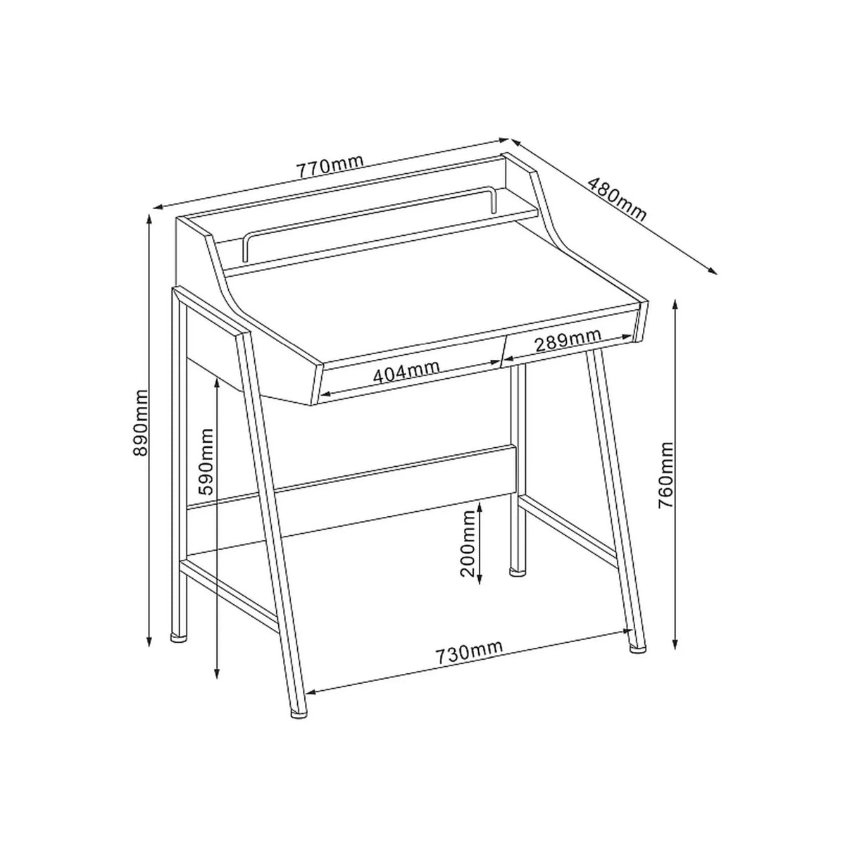 Birou B168, stejar/maro, 77x48x89 cm
