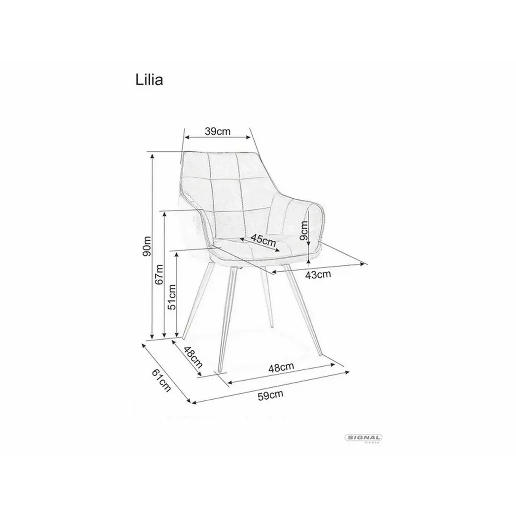 Scaun Lilia, verde/negru, stofa catifelata/metal, 59x45x90 cm