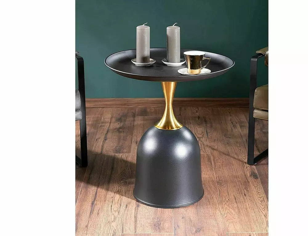 Masuta cafea LIBRA, negru/auriu, metal, 51x61 cm