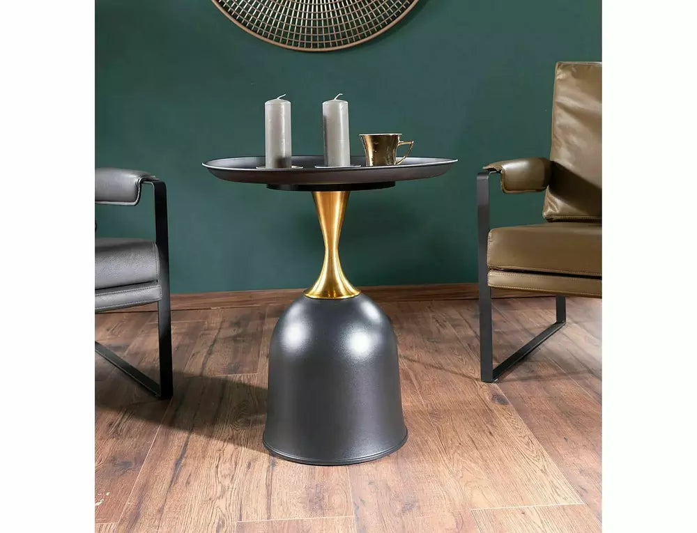 Masuta cafea LIBRA, negru/auriu, metal, 51x61 cm