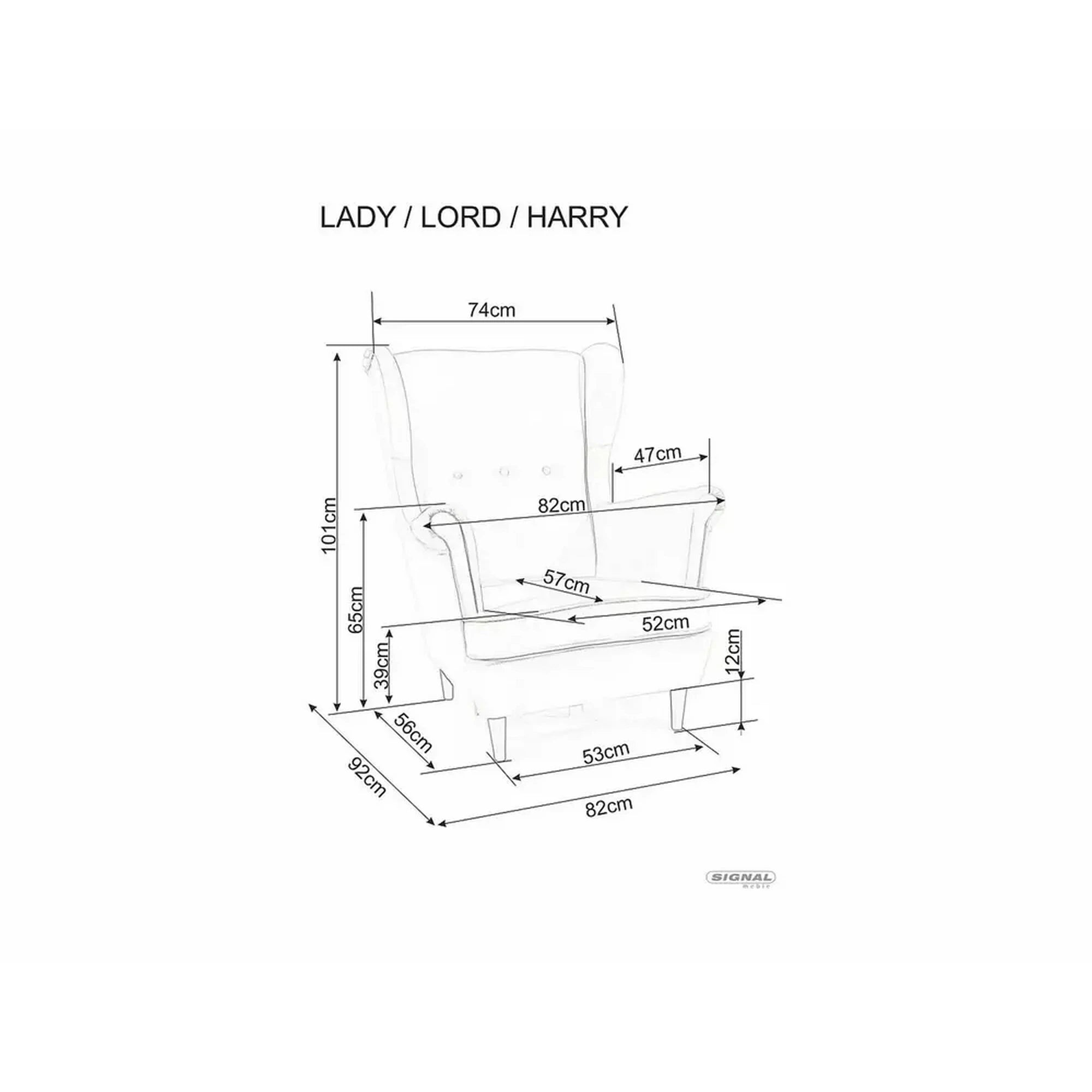 Fotoliu LADY, stofa catifelata bej - Bluvel 28, 82x92x101 cm