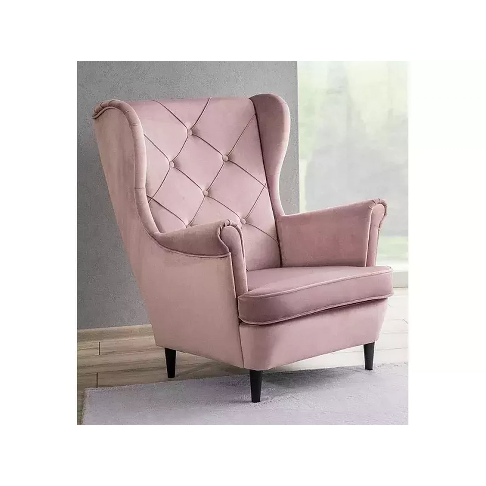 Fotoliu LADY, stofa catifelata roz antic - Bluvel 52, 82x92x101 cm