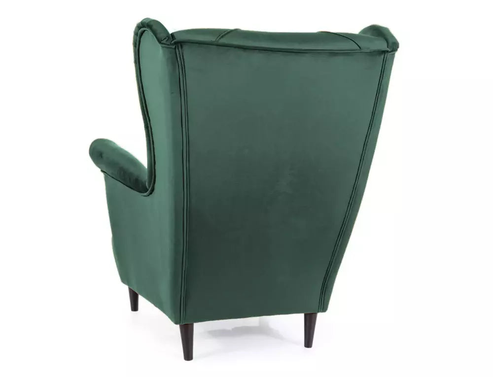 Fotoliu LADY, stofa catifelata verde - Bluvel 78, 82x92x101 cm