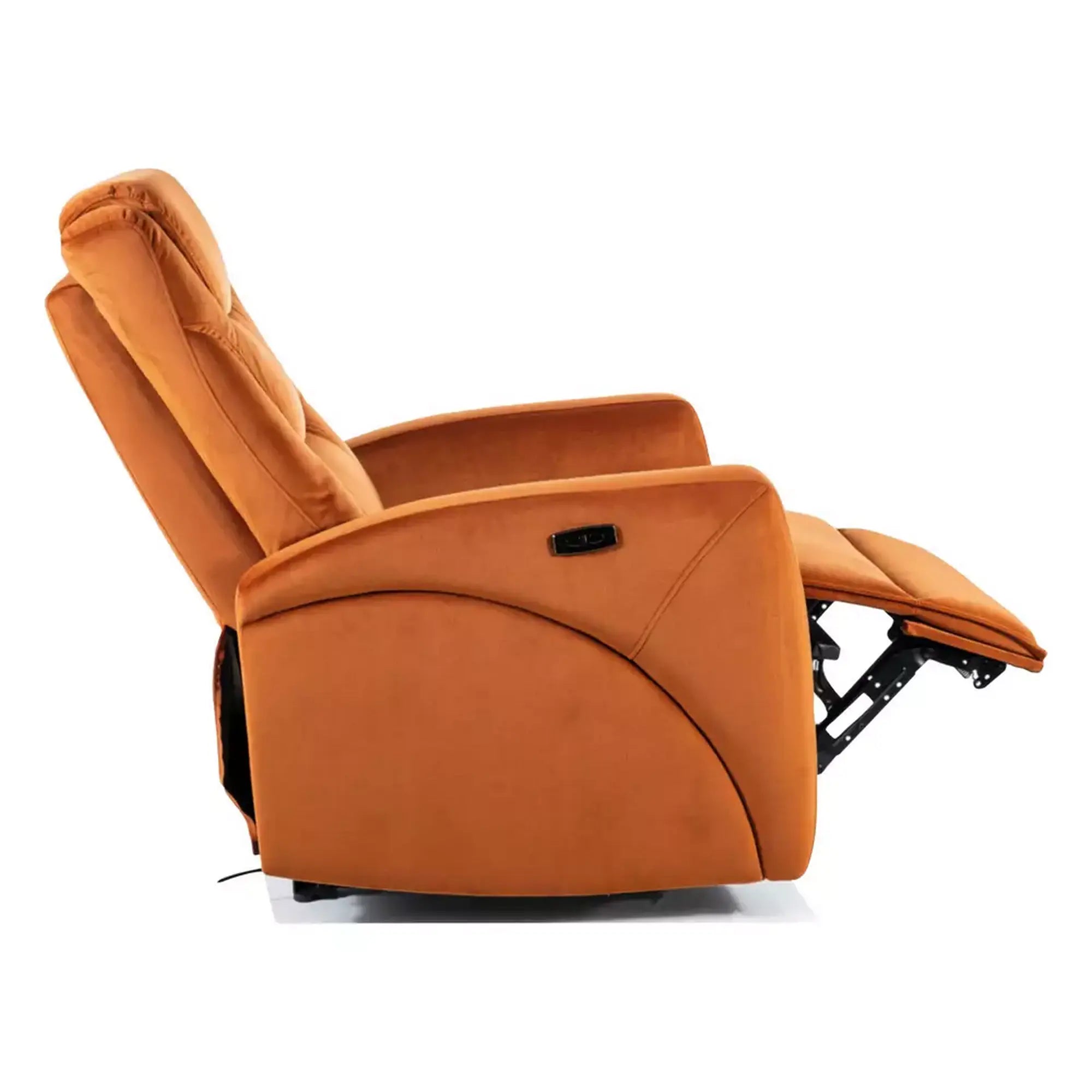 Fotoliu recliner KRONOS, stofa catifelata caramizie - Bluvel 4215, 79x94/160x107 cm