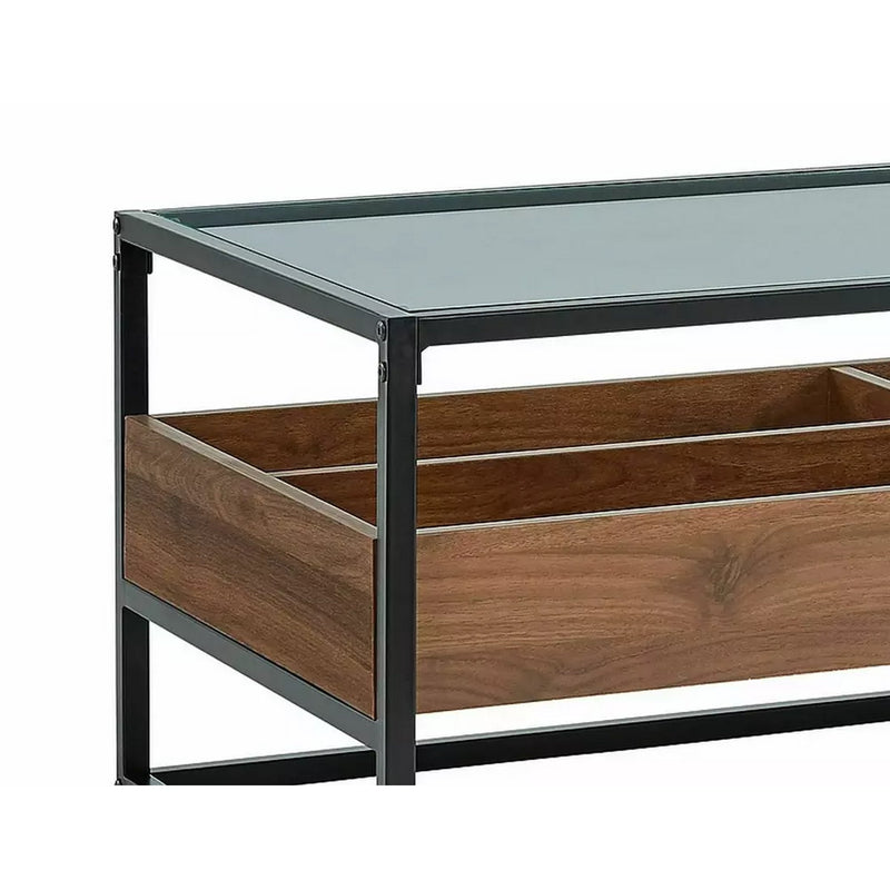 Consola HARMONY C, nuc/negru, sticla securizata/PAL laminat/metal, 110x40x80 cm