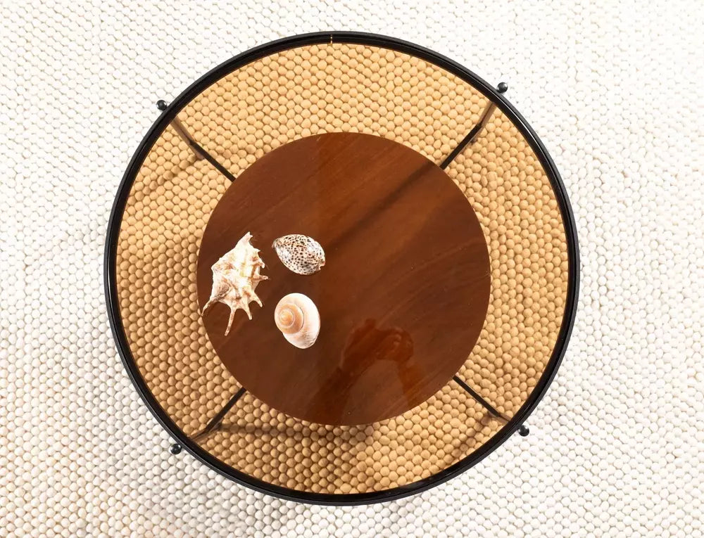 Masuta cafea PRIMA B, nuc/negru, 74x43 cm