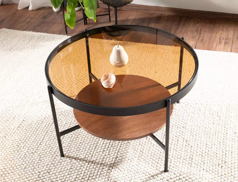 Masuta cafea PRIMA B, nuc/negru, 74x43 cm