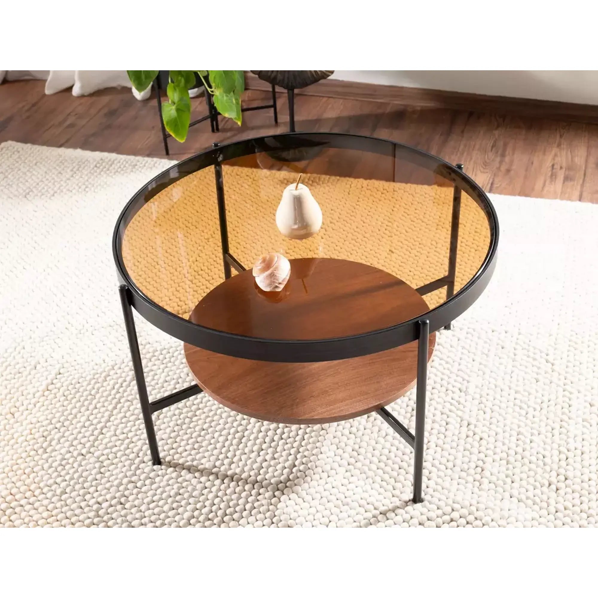 Masuta cafea PRIMA B, nuc/negru, 74x43 cm
