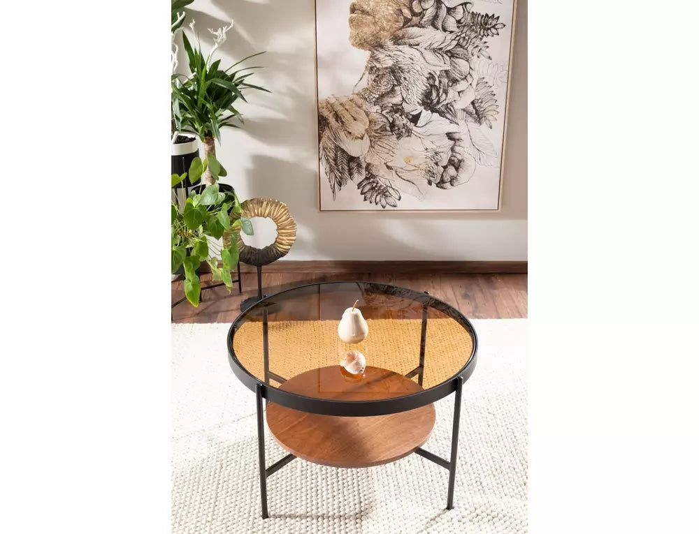 Masuta cafea PRIMA B, nuc/negru, 74x43 cm