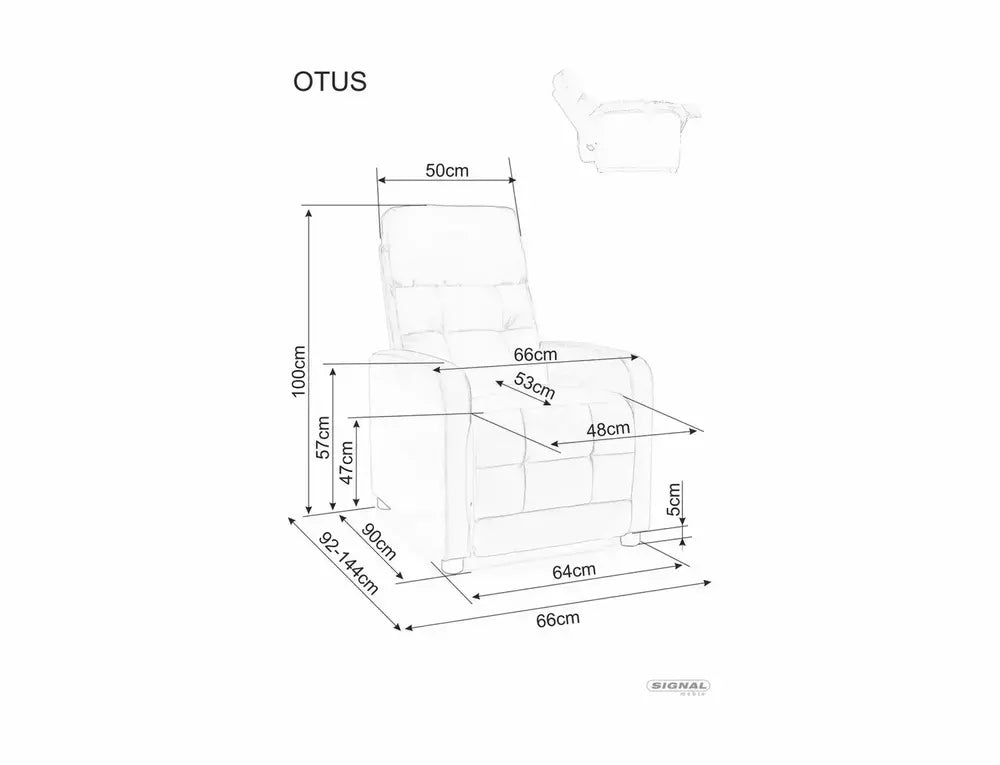 Fotoliu rabatabil OTUS II, stofa clasica gri inchis  - Brego 18, 66x92/144x100 cm