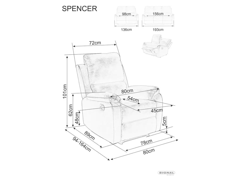 Canapea SPENCER 2, gri, stofa catifelata/metal, 136x94x101 cm