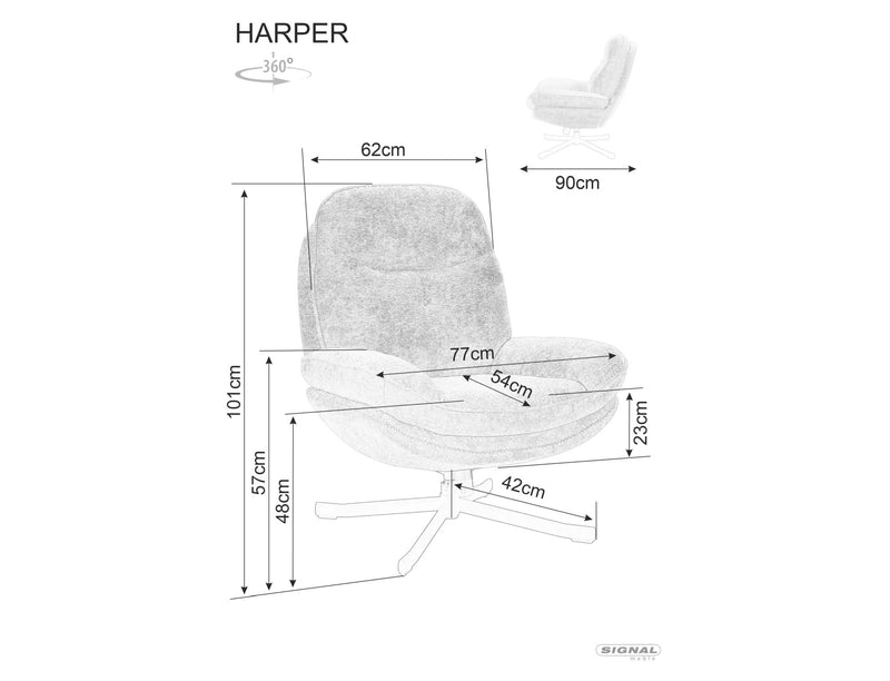 Fotoliu rotativ HARPER, stofa negru - Tap 242, 77x83x101 cm