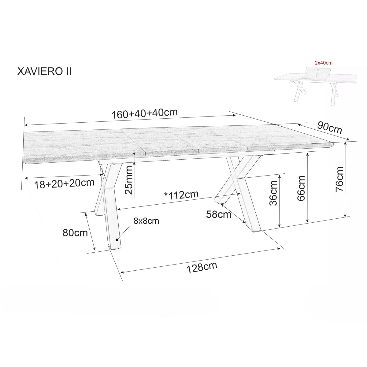 Masa de living extensibila XAVIERO II, stejar artisan/negru mat, 160-240x90x76 cm