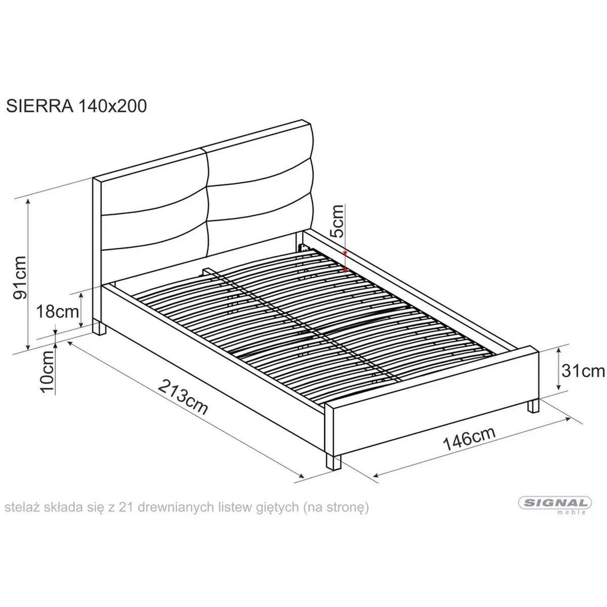 Pat SIERRA 140x200, stofa catifelata gri - Tap.150, somiera inclusa