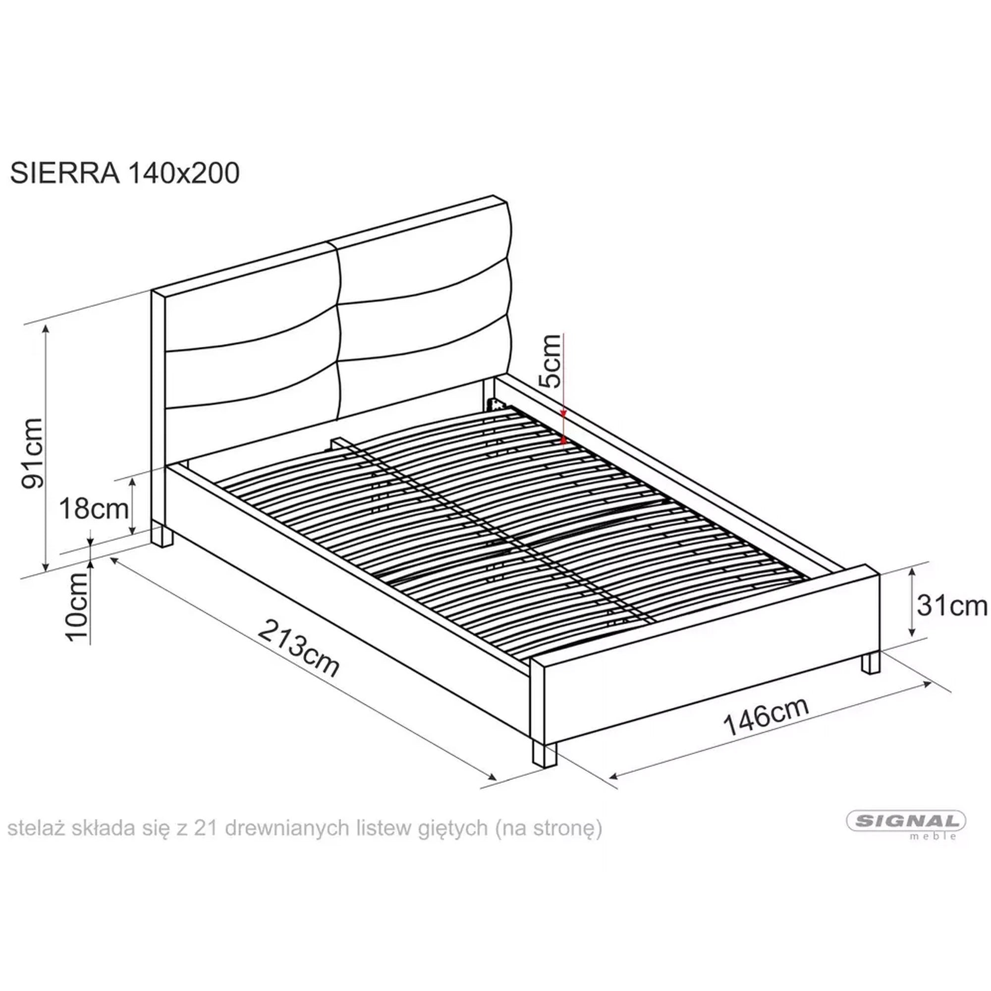 Pat SIERRA 140x200, stofa catifelata gri - Tap.150, somiera inclusa