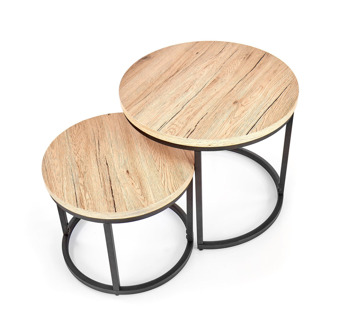 Set 2 masute cafea OREO, stejar San Remo/otel vopsit