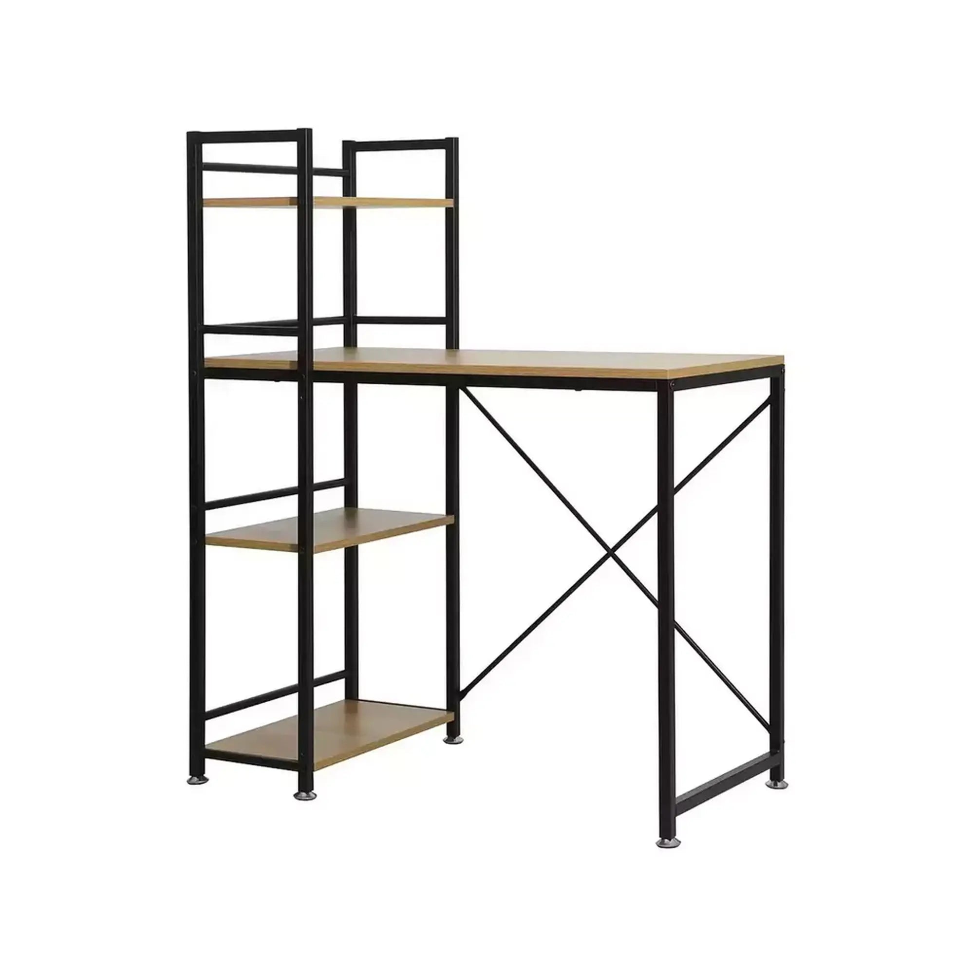 Birou B-036, stejar/negru, PAL/metal, 90x50x76/114 cm