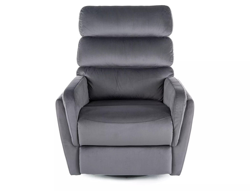 Fotoliu recliner ARGOS, stofa catifelata gri - Bluvel 14, 78x82/162x107 cm