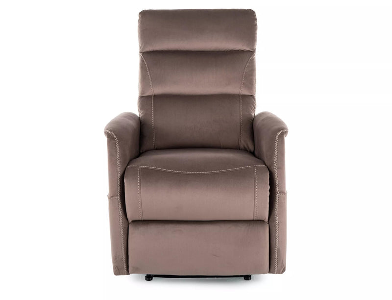 Fotoliu recliner SOLON M, stofa catifelata cappuccino - Bluvel 38, 74x86/162x106 cm