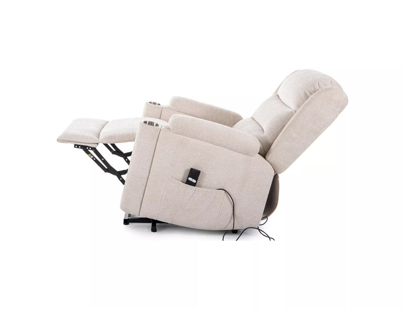 Fotoliu recliner MINOS, stofa clasica bej - Raven 24, 78x87/162x107 cm