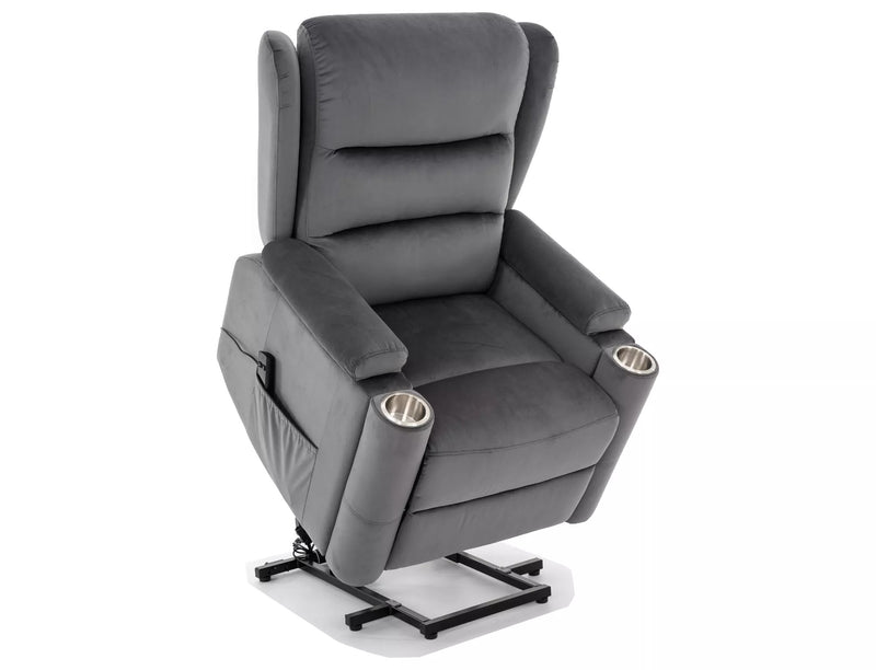 Fotoliu recliner MINOS, stofa catifelata gri - Bluvel 14, 78x87/162x107 cm