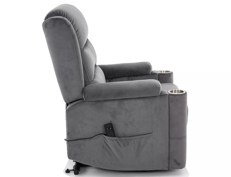 Fotoliu recliner MINOS, stofa catifelata gri - Bluvel 14, 78x87/162x107 cm