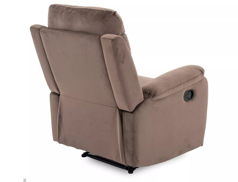 Fotoliu recliner SPENCER 1, cappuccino/negru, stofa catifelata/metal, 80x94/164x101 cm