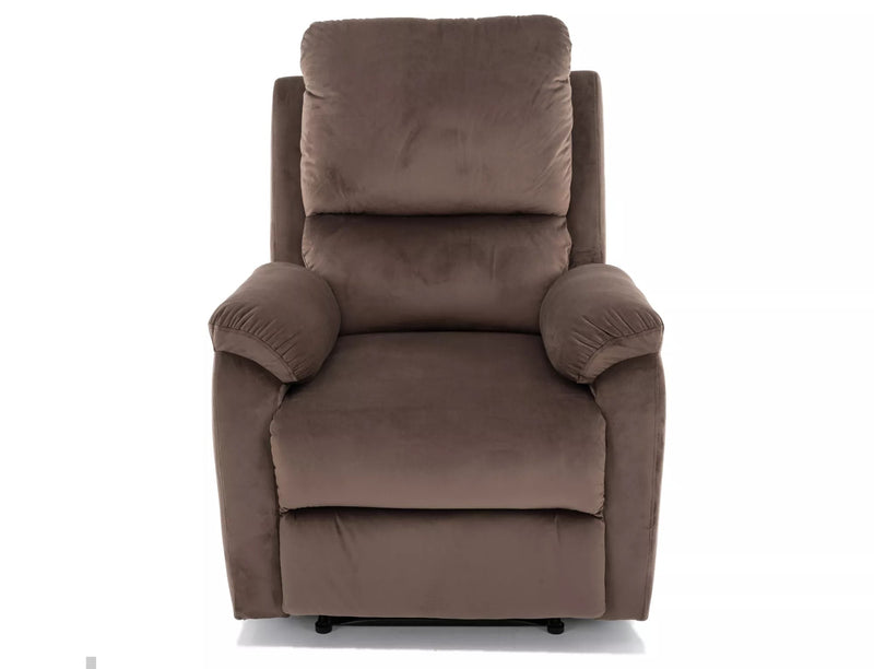 Fotoliu recliner SPENCER 1, cappuccino/negru, stofa catifelata/metal, 80x94/164x101 cm