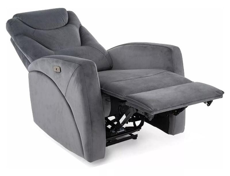 Fotoliu recliner KRONOS, stofa catifelata gri - Bluvel 14, 79x94/160x107 cm