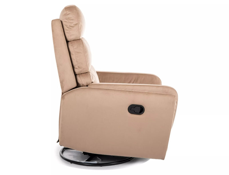 Fotoliu recliner ARGOS, stofa catifelata bej - Bluvel 28, 78x82/162x107 cm