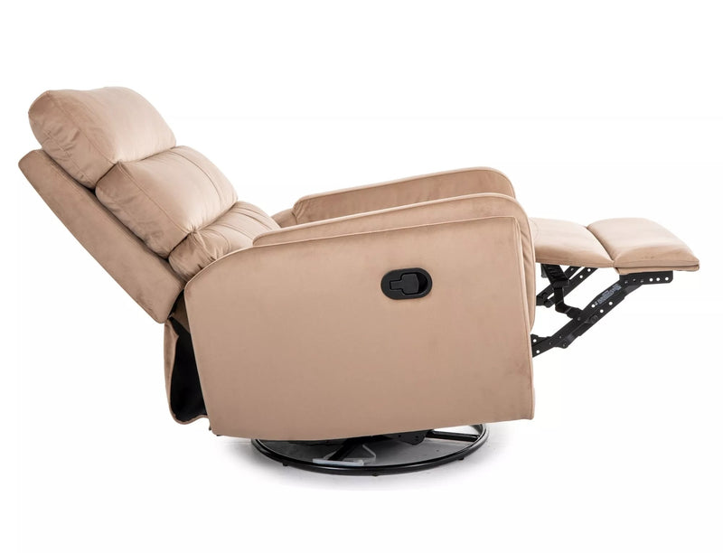 Fotoliu recliner ARGOS, stofa catifelata bej - Bluvel 28, 78x82/162x107 cm