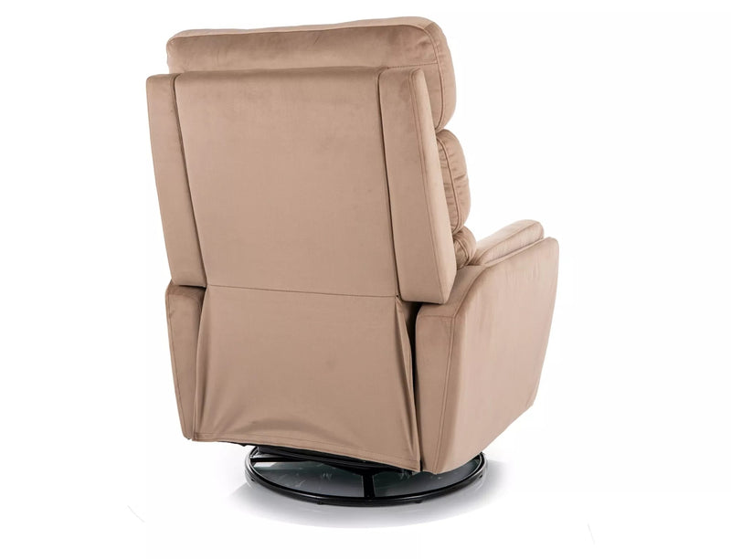 Fotoliu recliner ARGOS, stofa catifelata bej - Bluvel 28, 78x82/162x107 cm