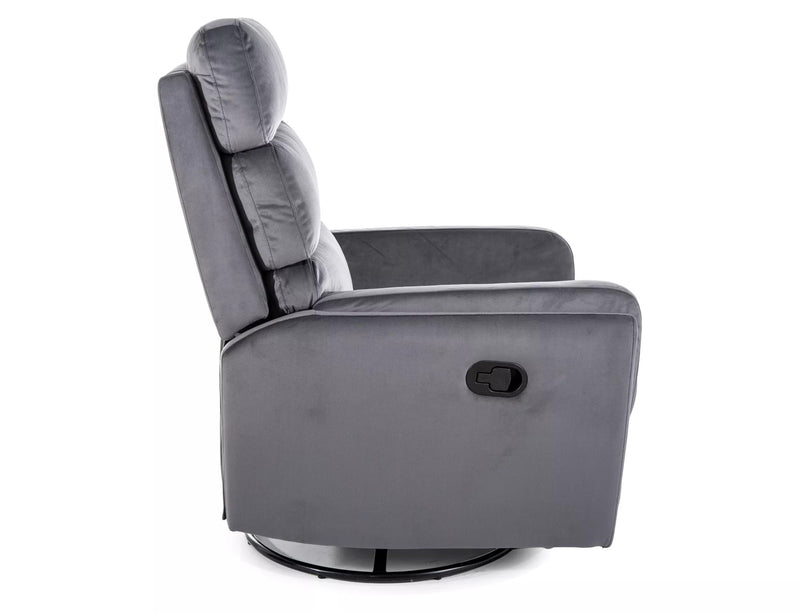 Fotoliu recliner ARGOS, stofa catifelata gri - Bluvel 14, 78x82/162x107 cm