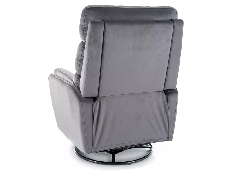 Fotoliu recliner ARGOS, stofa catifelata gri - Bluvel 14, 78x82/162x107 cm